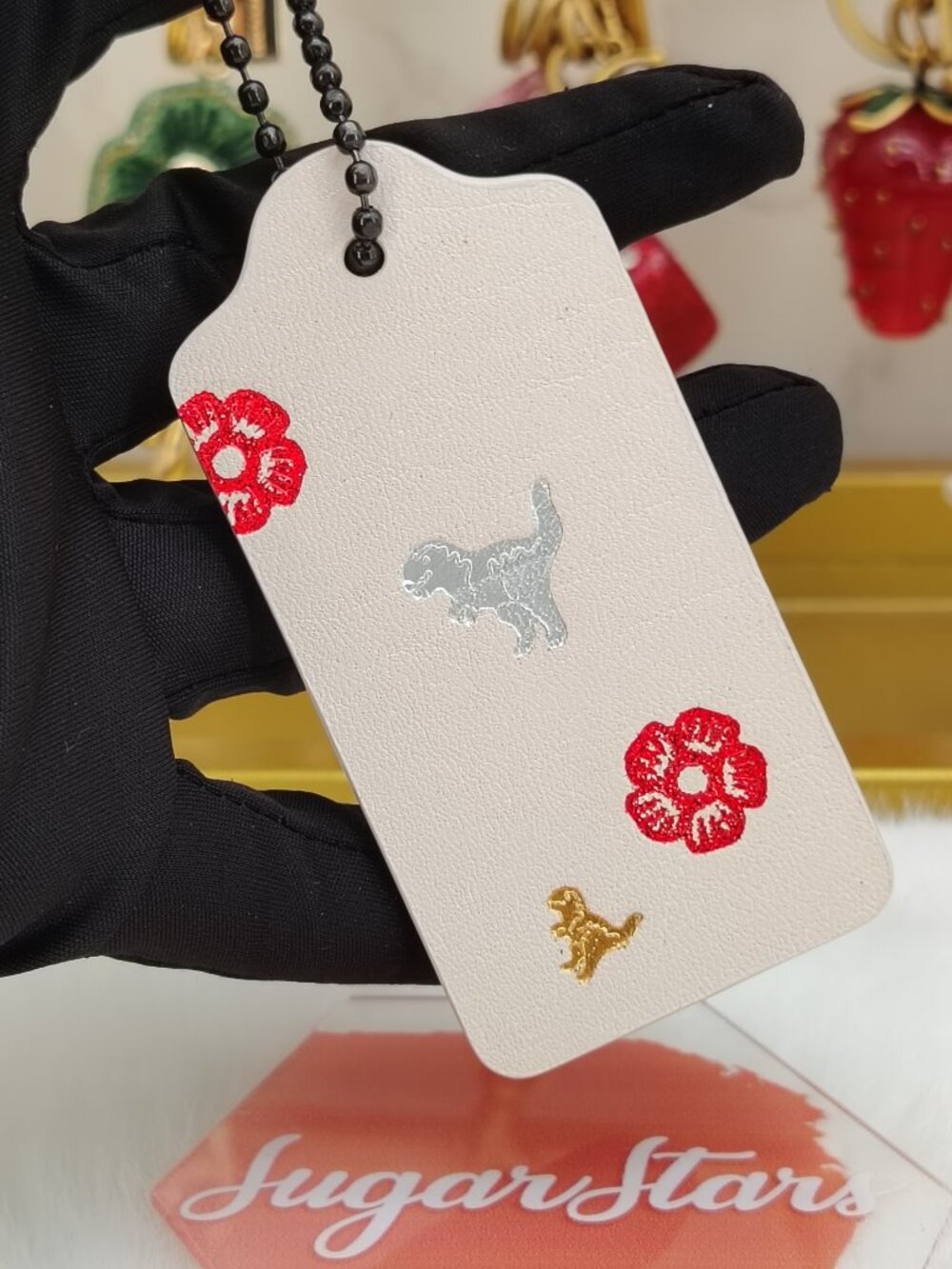 Coach rexy white tag bag charm